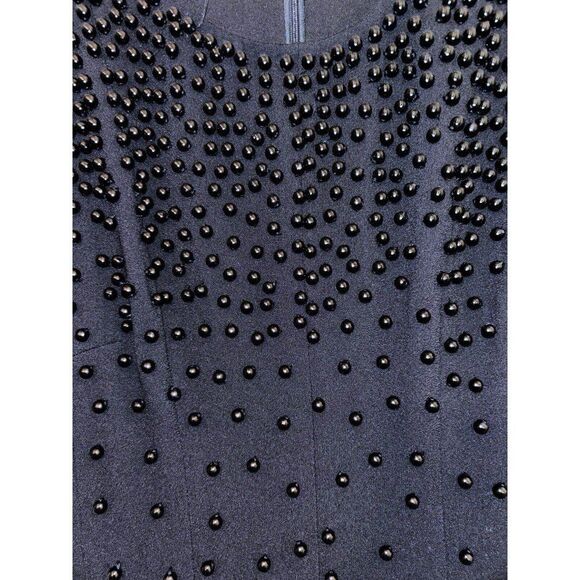 Rickie Freeman Teri Jon Black Beaded Fit And Flare Dress Size 6 - Picture 6 of 7